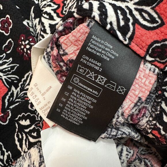 NWT H&M Flare Floral Print Peach Black & White Pleated Midi-Skirt Pockets 2 - Picture 8 of 13